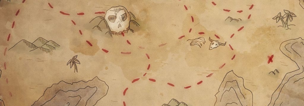 A drawing of a person with red blood on their face.