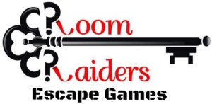 A logo for room raiders escape games.
