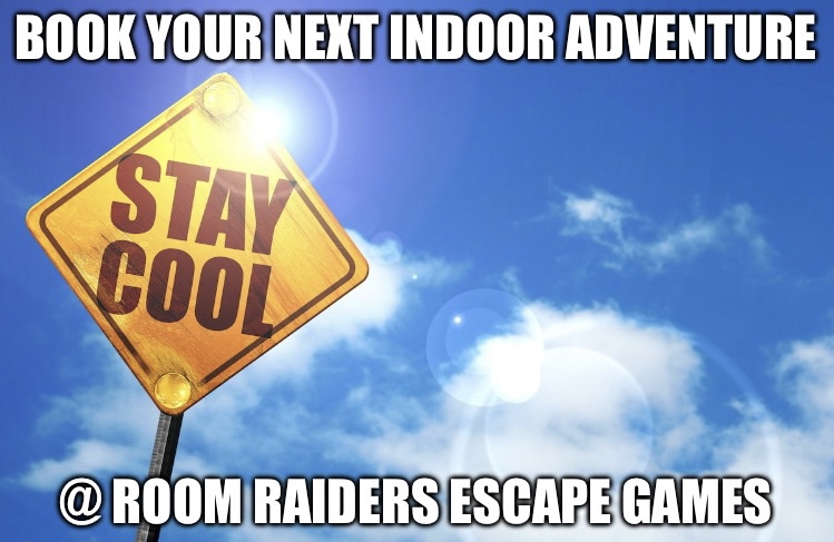 A sign that says stay cool in front of the sun.